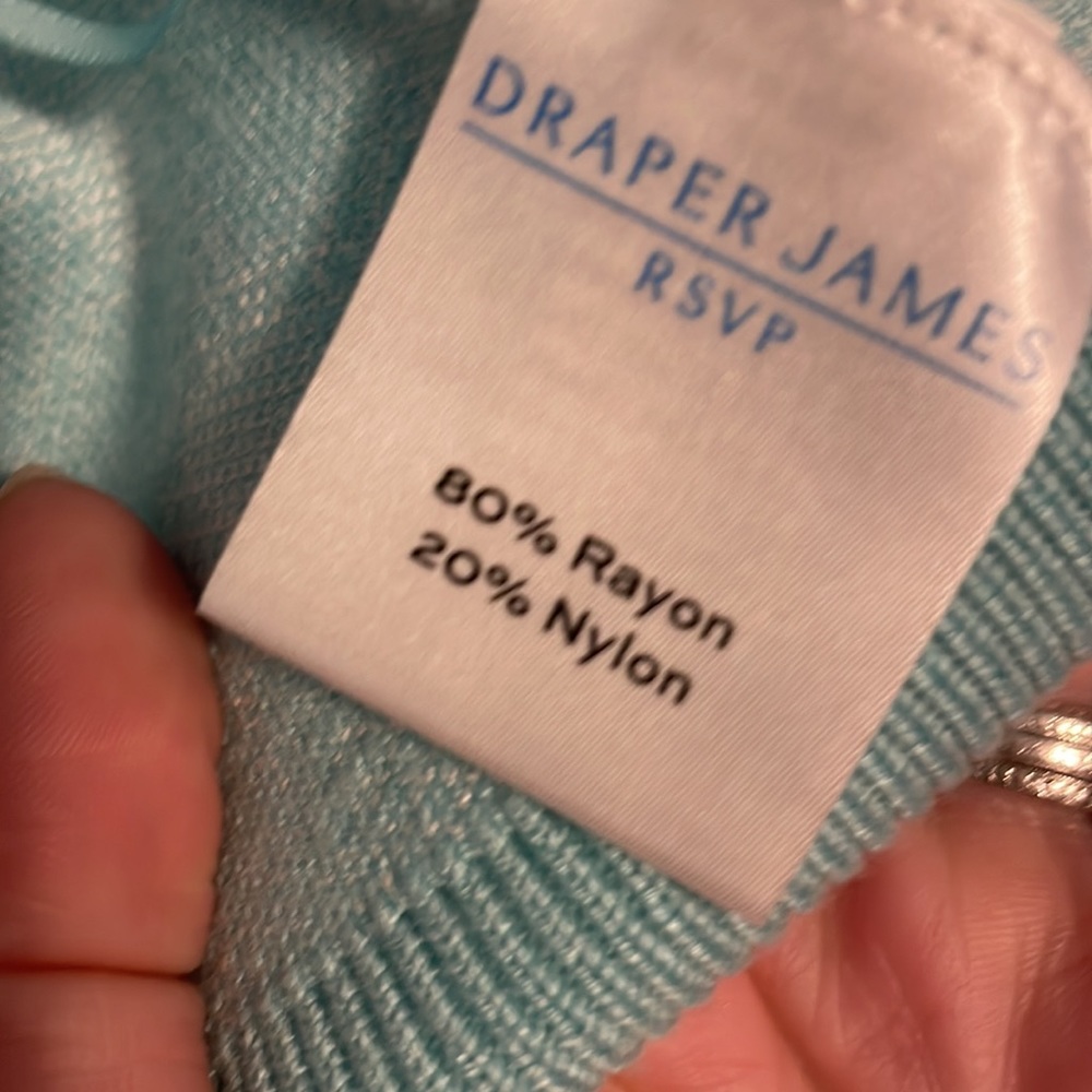 *Draper James RSVP womens XS button front cardigan gingham white/turquoise NWT - Picture 7 of 9